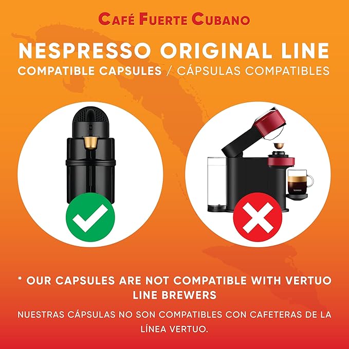 Café Fuerte Cubano Aluminum Espresso Capsules Compatible with Nespresso Original Machines Dark Roast Intensity 13 High Caffeine Recyclable Coffee Pods Roasted and Packaged in USA (40 Count)