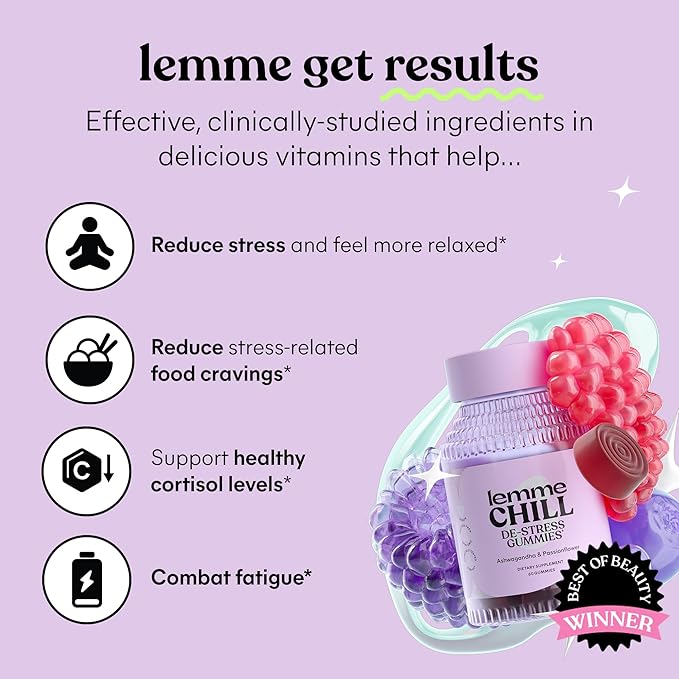 Lemme Chill &amp Sleep Bundle - Stress Relief Gummies with KSM-66 Ashwagandha &amp Deep Sleep Gummies with Melatonin and Magnesium to Fall Asleep Faster - Gluten-Free and Non-GMO (Variety Pack of 2)