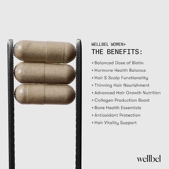 WELLBEL Women + Clean Supplement for Hair Skin and Nails Vegan Gluten Free Non GMO 90 Count