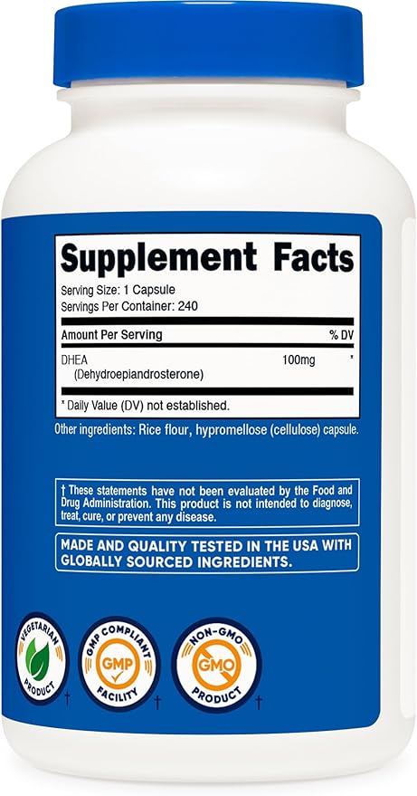 Nutricost DHEA 100mg 240 Capsules - Gluten Free Soy Free Non-GMO Supplement (Pack of 2)
