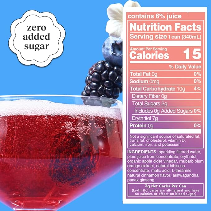Moment Botanical Soda Soft Drink (Shark Tank) - SPARKLING Non Alcoholic Drinks | Berry Jasmine | L-Theanine &amp Ashwagandha for Calm &amp Clarity | 0 Added Sugar 0 Caffeine | 12-pack