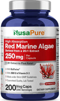 NusaPure Red Marine Algae Capsules 250 mg 180 Veg Capsules (Soy Free Non-GMO)