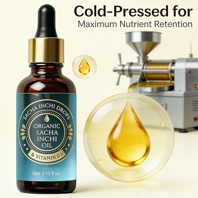 Sacha Inchi Oil Organic Sacha Inchi Drops Cold-Pressed Specific for Menopausal Joint Dryness (3Bottle)
