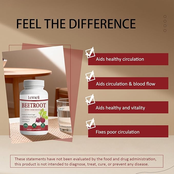 Morvyn Lemeli Beetroot 1300mgPure Non-GMO &amp Gluten Free Beet Root Supplement- 60 Capsules