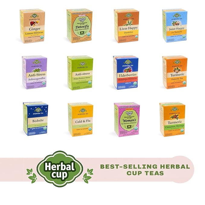 Herbal Cup Ayurveda Elderberries Tea Organic Rosehips Hibiscus No Caffeine Herbal Supplement (16 Count Pack of 6)