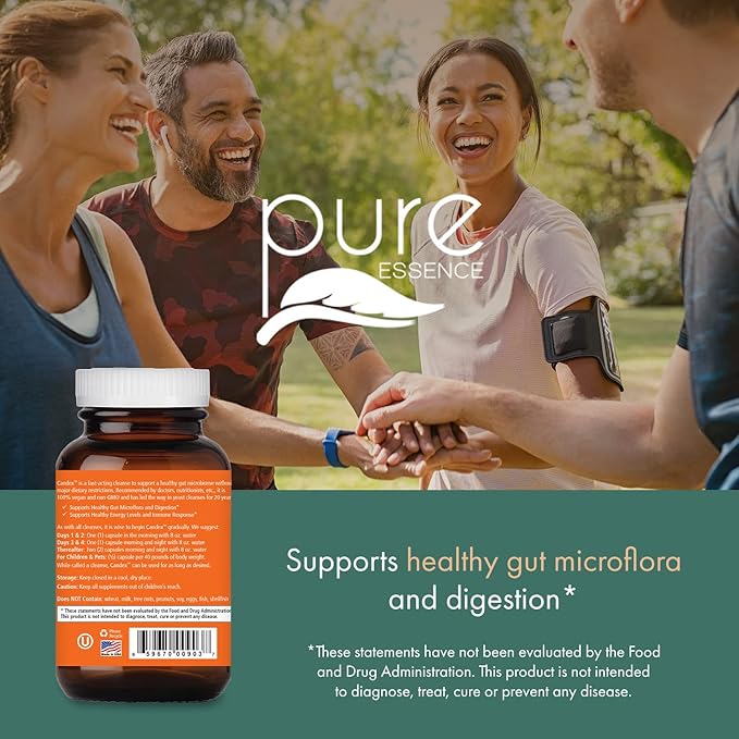 Pure Essence Candex Supplement - Yeast Overgrowth Supplement with Digestive Enzymes Yeast Infection Probiotic Treatment for Men and Women - 80 Capsules