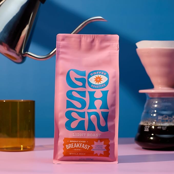 Goshen Coffee Roasters Ground Bright Eyed Breakfast Blend | Light Roast Brewed or Espresso | Award-Winning - Natural and Washed | Vibrant Almond Brown Sugar Flavors | 5 lb Bag