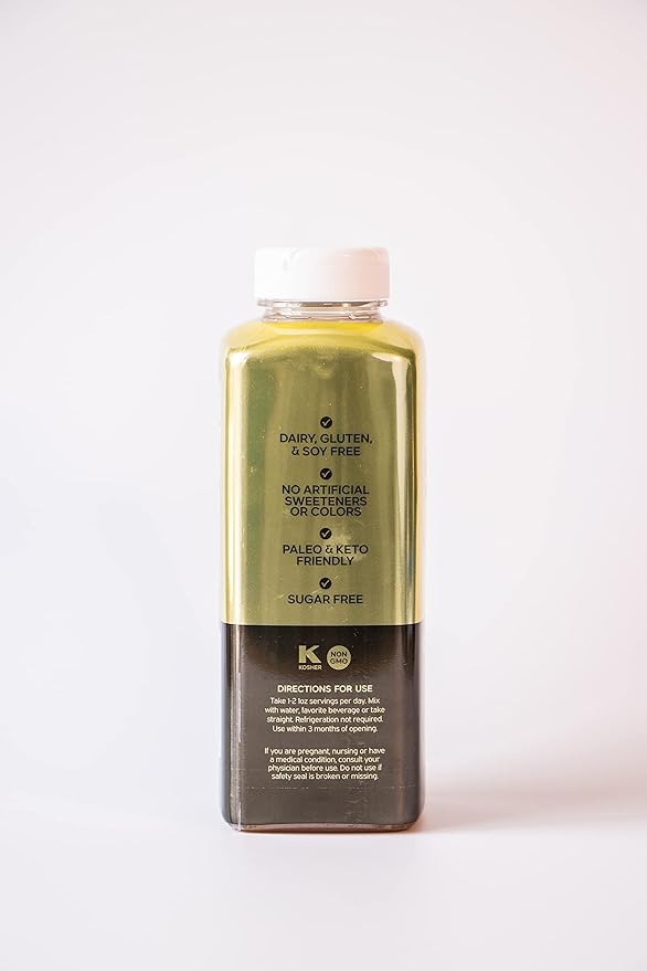 Liquid Collagen Protein w/Hyaluronic Acid &amp Vitamin C - Gold Edition (Apple) 16000mg (16g) Hydrolyzed Collagen Peptides for Healthy Hair Skin Nails &amp Joints - 15oz Bottle