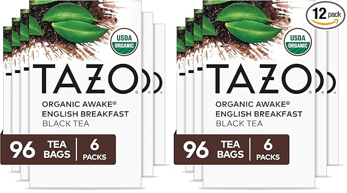 TAZO Organic Awake English Breakfast Black Tea-Bags Bold Traditional Breakfast-Style Black Tea 96 Bags (Pack of 2)