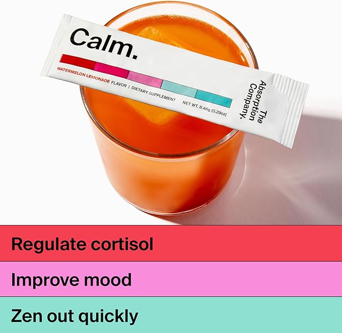 Calm Drink Mix - Supports Cortisol Regulation - Watermelon Lemonade &amp Electrolyte Powder - Workout Recovery &amp Hydration - Mango Lemonade &amp Sleep Aid Powder - Improve Sleep Quality - Chamom