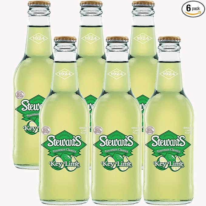 Stewarts 12 oz Glass Bottle Soda (6 Pack Total of 72 Oz) (Key Lime Soda)