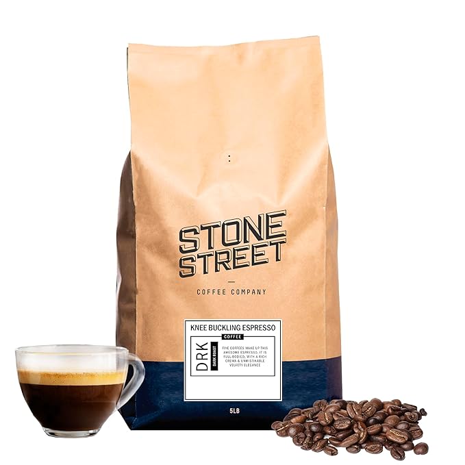 Stone Street Knee Buckling Espresso Beans High Caffeine Coffee Blend Dark Roast Whole Bean 5 LB