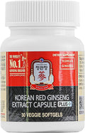 JUNG KWAN JANG Korean Red Ginseng Extract Capsules Plus | All-in-1 Focus Pills for Men &amp Women | Natural Energy Supplements Circulation Immune Support | 30 Capsules