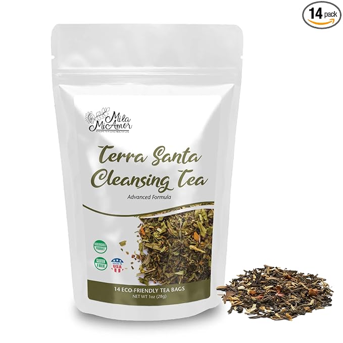 Milamiamor Terra Santa Cleansing Tea – Herbal Detox Digestive Relief &amp Bloating Reduction Proven Laxative Blend with Antioxidants for Digestive Cleanse &amp Natural Detox Made in USA 14 Tea B