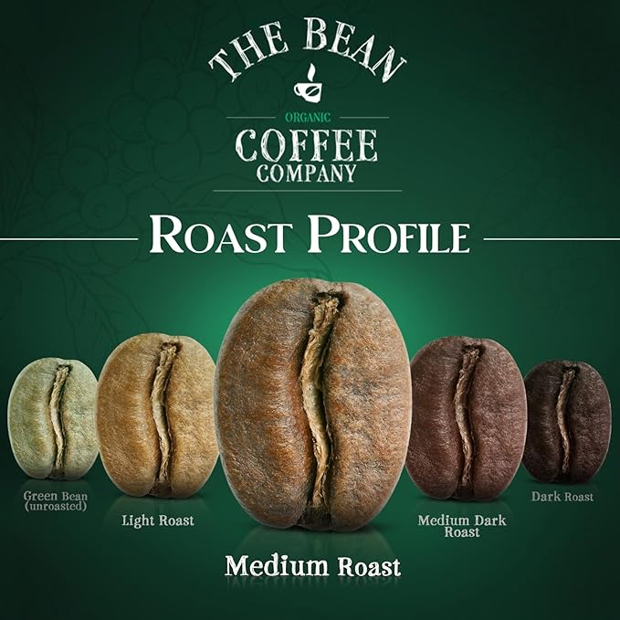 The Bean Organic Coffee Company Water Processed DECAF Pumpkin Spice Medium Roast Ground Coffee 5-Pound Bag Café Molido Tostado Orgánico descafeinado