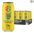 Gorilla Mind Energy Drink | Unmatched Energy · Amplified Focus | N-Acetyl-L-Tyrosine Alpha-GPC 200mg Caffeine Uridine Saffron | 0 Sugar Or Artificial Colors | 16oz 12-Pack (Lucky Lemon)