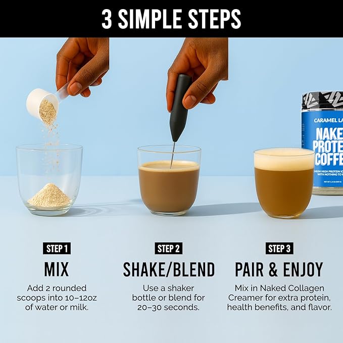 NAKED Caramel Latte Protein Coffee - Premium Colombian Iced Coffee Protein Shake Drink Delicious Keto Friendly and Gluten Free 17 Servings