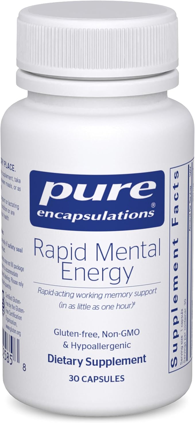 Pure Encapsulations Rapid Mental Energy - Vegan Memory Supplement to Support Brain Health - Ginkgo Biloba Extract Alpinia Galanga &amp American Ginseng Extract - Non-GMO &amp Gluten-Free - 30 Capsu