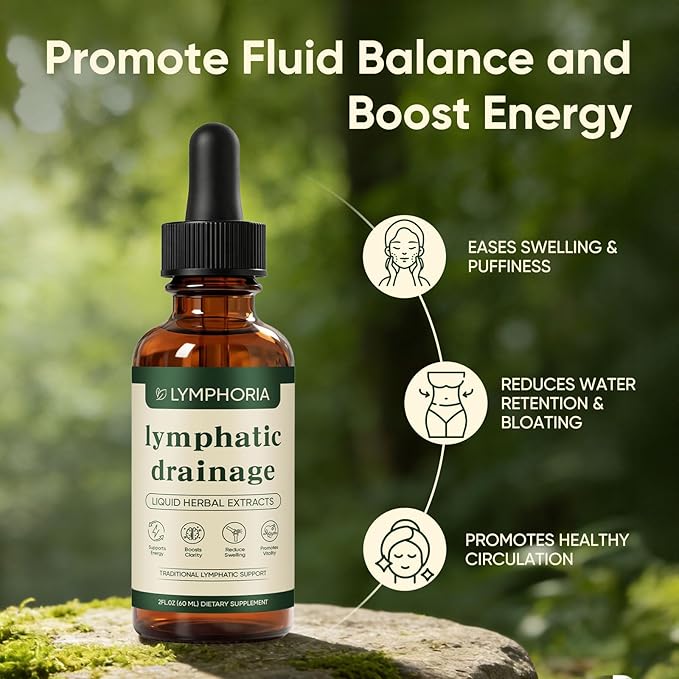 Lymphoria Lymphatic Drainage Drops Lymphatic System Support Immune System Natural Herbal Blends Vegan &amp Non-GMO (1)