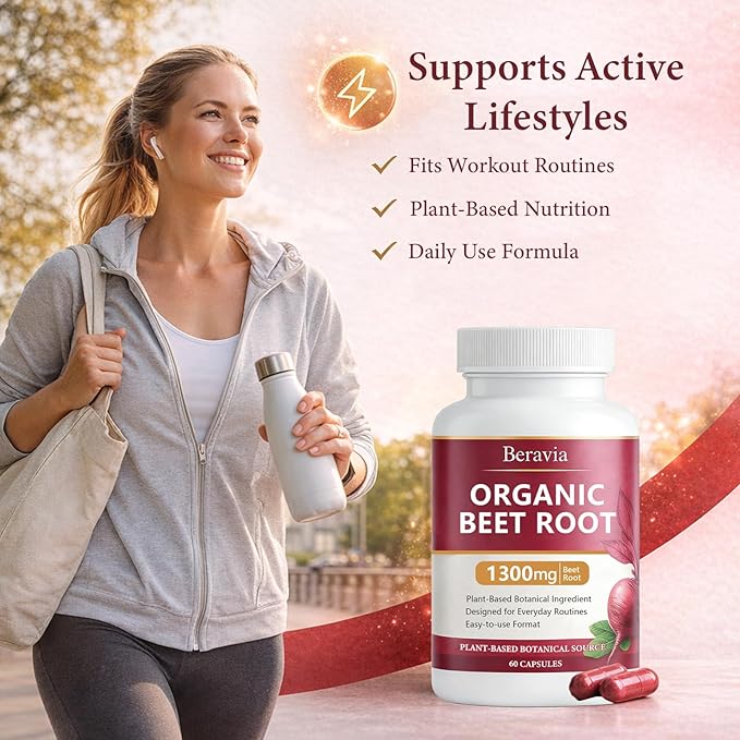 Organic Beet Root Capsules – 1300 mg Beetroot per Serving Supports Circulation &amp Daily Energy for Active Lifestyles Plant-Based Antioxidant Formula 60 Capsules (2)
