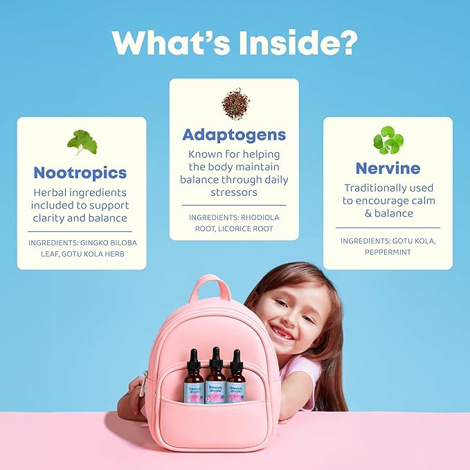 JoySpring Genius Drops Smartberry Vanilla | Herbal Focus Support for Kids with Ginkgo Biloba Licorice Root Gotu Kola Extract Peppermint Leaf | Liquid Formula|1fl oz (30 Servings) (Pack of 2)