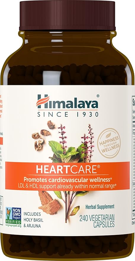 Himalaya HeartCare Cholesterol &amp Blood Pressure Supplements for Cardiovascular Wellness and Heart Health 720mg 240 Capsules 2 Month Supply