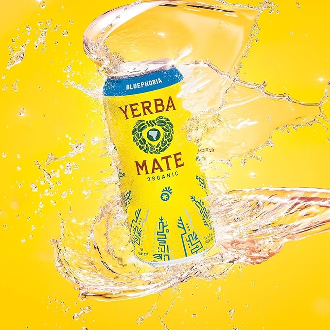 Yerba Madre Organic Yerba Mate Clean Energy Drink Alternative Bundle Lemon Elation &amp Bluephoria Flavors 15.5 Oz (Pack of 24) 150mg Natural Caffeine Smooth Energy &amp Focus