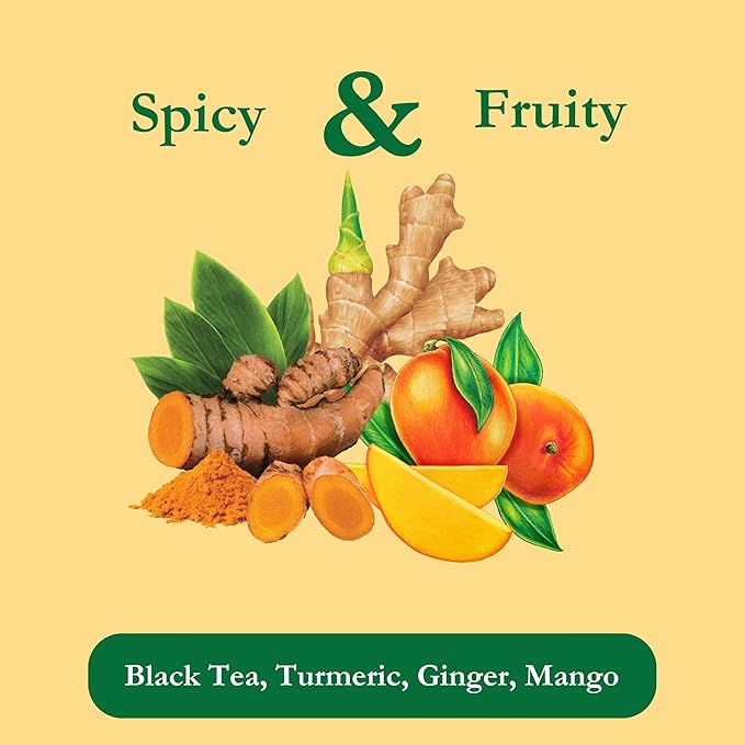 Tadin Turmeric Mango Ginger Tea Contains Caffeine Best as Hot Tea Contains Black Tea 24 Tea Bags Per Box Pack of 6