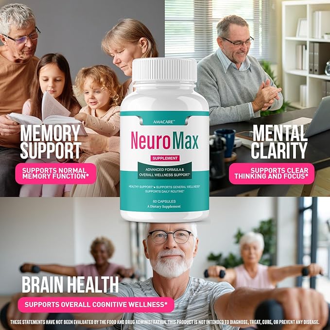 (2 Pack) Neuromax Capsules – Advanced NeuroMax Brain and Memory Male Neuro Max Supplement Formula Boost Brain Cognitive Support Performance Active Memory for Men and Women 120 Capsules for 2 Months