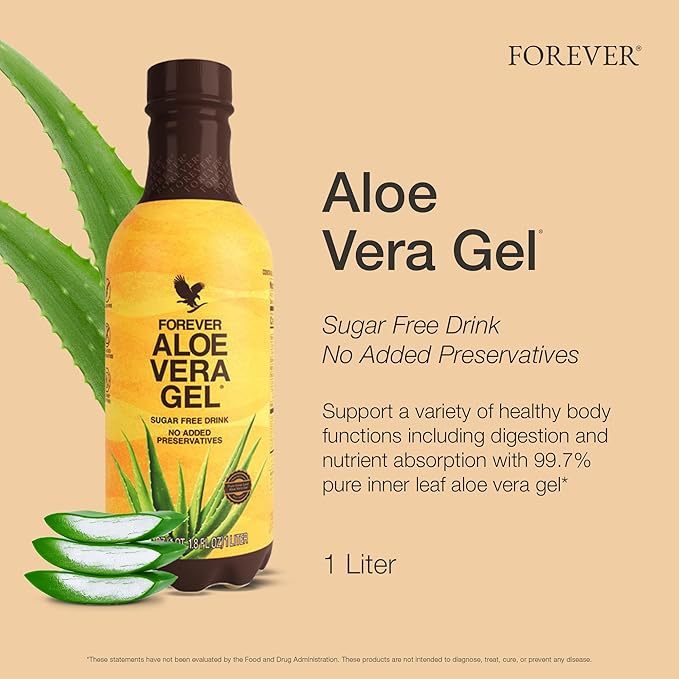 Forever Living - Aloe Vera Gel Pure Inner Leaf Juice 99.7% Aloe Content Preservative-Free 33.8 fl oz