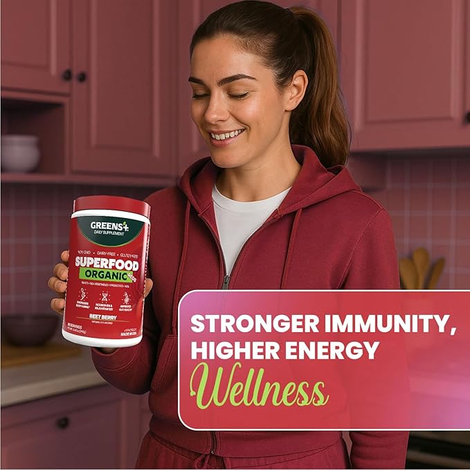 Greens+ Organic Reds Superfood Powder Antioxidant Polyphenol Blend for Morning Kick Energy Vitality Boost Nutrition Vibrant Health Vegan Soy/Dairy/Gluten Free(8.46oz)