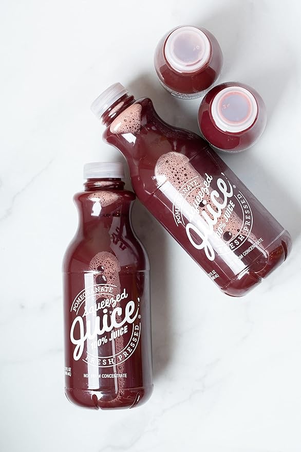 Squeezed Juice 100% Pomegranate Juice 32 fl oz 6 Pack Bottles | HPP Pasteurized | Not from Concentrate | Fresh Pressed | California Fruit Juice