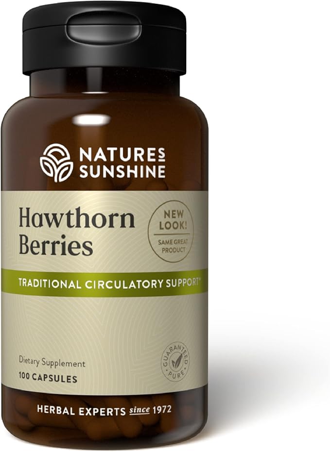 Nature's Sunshine Hawthorn Berries 100 Capsules | Helps Enhance Heart Muscle Function and Provides Circulatory System Support