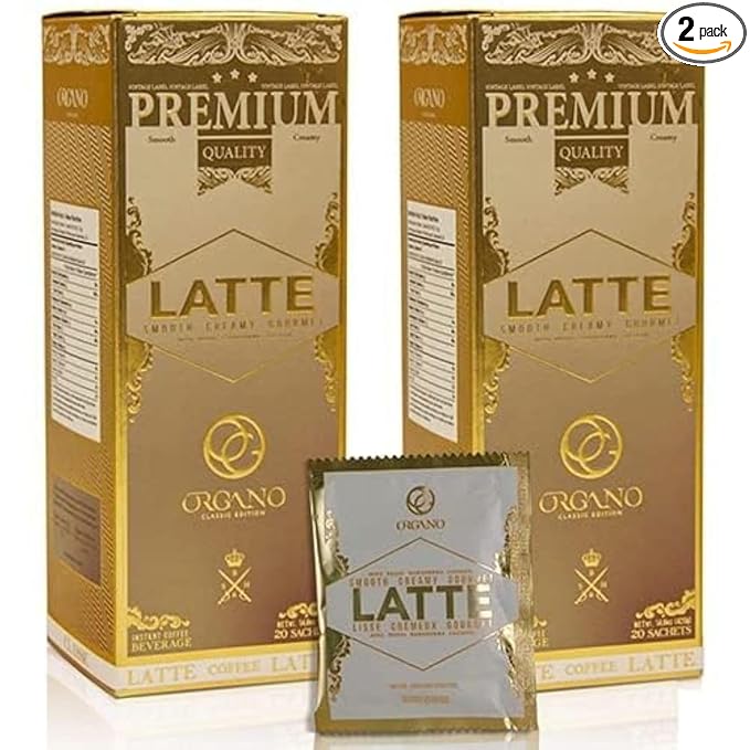 ORGANO 2 boxes Gourmet Cafe Latte 100% Certified Ganoderma Lucidum (40 Sachets)