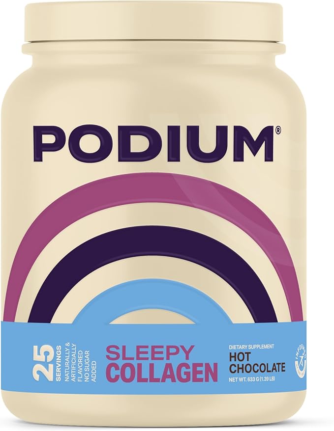 Podium Nutrition Sleepy Collagen with Melatonin Hot Chocolate 25 Servings Collagen Protein Gluten Free Soy Free