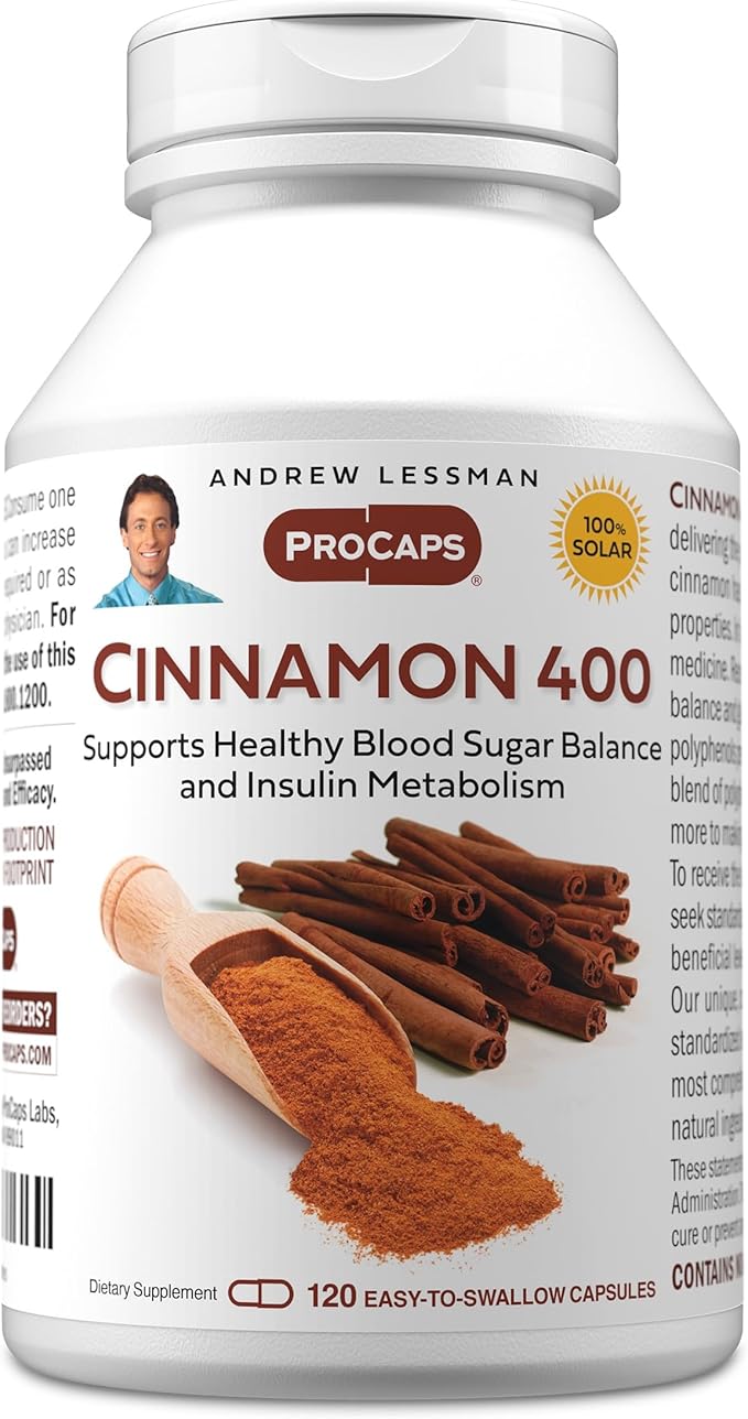 ANDREW LESSMAN Cinnamon 400mg - 120 Capsules - High Potency Standardized Extract. No Additives. Small Easy to Swallow Capsules