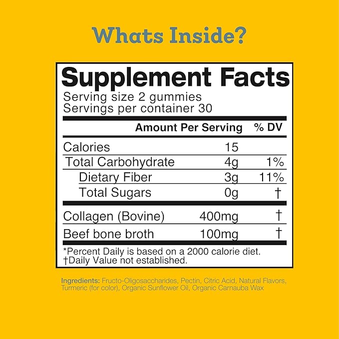 Dr. Kellyann Collagen + Bone Broth Gummies Lemon | Gut Skin Joint &amp Hair Support | Grass-Fed Beef | Non-GMO Dairy-Free Soy-Free | 60 Gummies