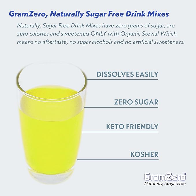GramZero All Natural Pineapple Zero Calorie Sugar Free Drink Mix Great For Nutrition Club Loaded Tea Stevia Sweetened