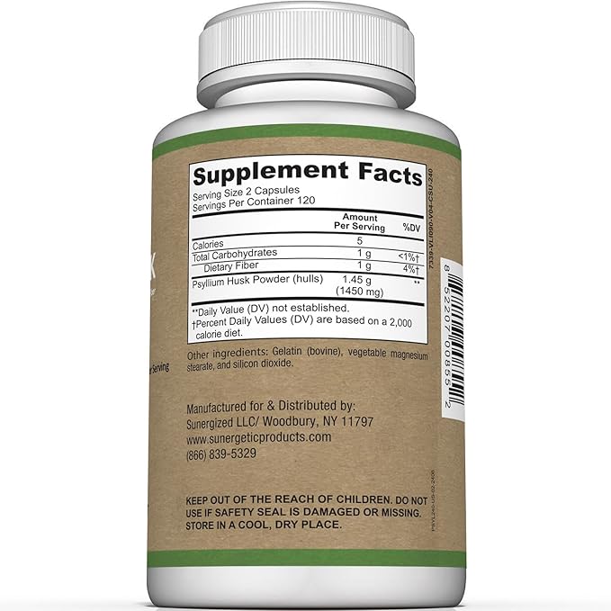 Premium Psyllium Husk Fiber Supplement 1450mg 240 Capsules
