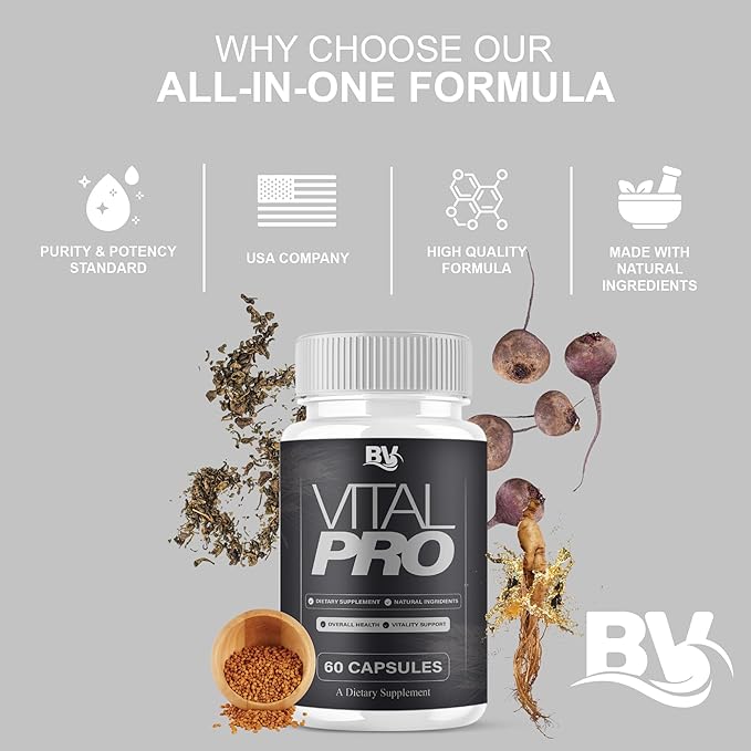 BLUE VIBE Vital Pro Capsules Premium Wellness &amp Advanced Health Management Supplement Pills Maximum Strength Daily Health &amp Overall Wellness Support 2 Pack - 120 Capsules
