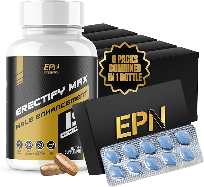 ERECTIFY MAX Pills for Men Fast Acting Erection Support | New Ultra Dosed Male Enhancement to Maximize Blood Flow Thickness &amp Boost Libido | Horny Goat Weed + 18 Ingredients - 60 Tablets