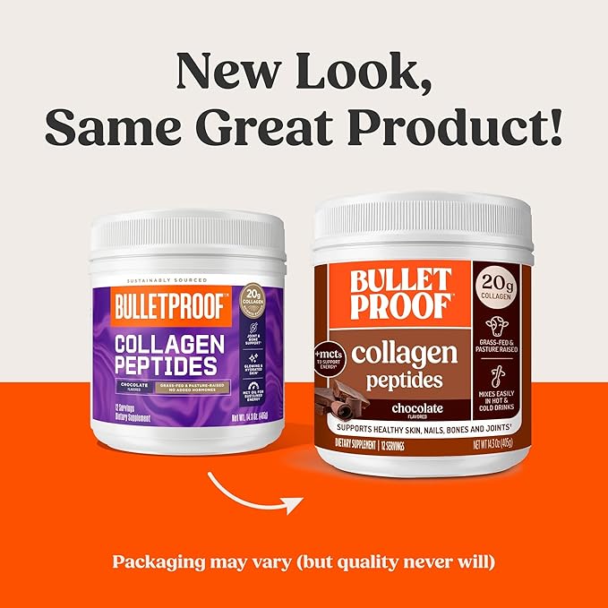 Bulletproof Chocolate Collagen Peptides Powder with MCT Oil 14.3 Ounces Grass-Fed Collagen Protein for Skin Bone and Joint Support Pasture Raised No Added Hormones