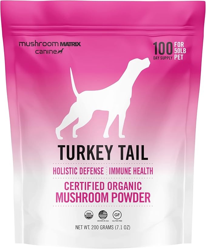 Om Mushroom Matrix Turkey Tail Mushroom Pet Supplement Powder Provides Immunity Support &amp Holistic Defense for Dogs &amp Cats 200 Grams 7.1 oz