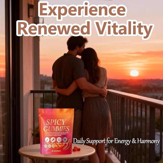 Spicy Gummy Hot Peach Gummies – Natural Chili Flavor Promote Calmness and Intimacy Wellness 30 Gummies