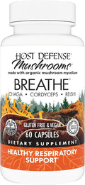 Host Defense Breathe* Capsules - Immune &amp Respiratory Support Mushroom Supplement - Herbal Lung Health Supplement with Chaga Reishi &amp Cordyceps - 60 Capsules (30 Servings)*