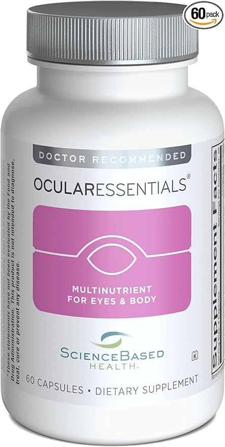 ScienceBased Health OcularEssentials – Daily Multivitamin with Eye Health Support – 30+ Nutrients Including Lutein Zeaxanthin Resveratrol &amp Plant-Based Antioxidants – 60 Capsules