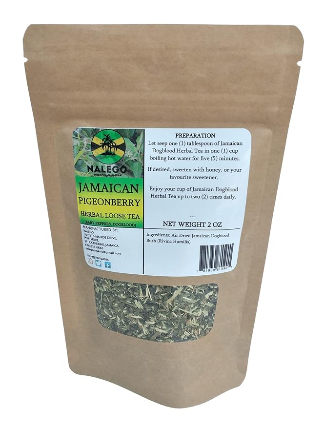Jamaican Dog Blood (Pigeonberry) Herbal Loose Tea (2 OZ) - Dogblood Herb Blood Berry Bush Tea (Wildcrafted)