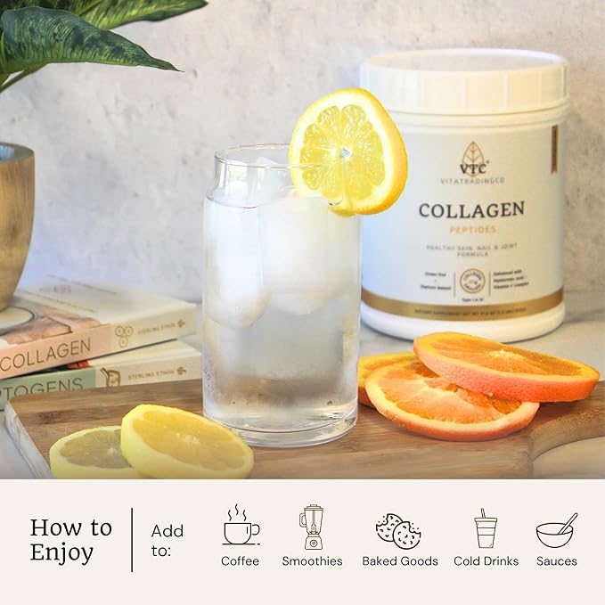 VTC VitaTradingCo. Grass-Fed Collagen Peptides Powder | Type I &amp III | Hyaluronic Acid &amp Vitamin C | Healthy Hair Skin &amp Joints | Non-GMO Paleo Keto | 30 Servings (Unflavored)
