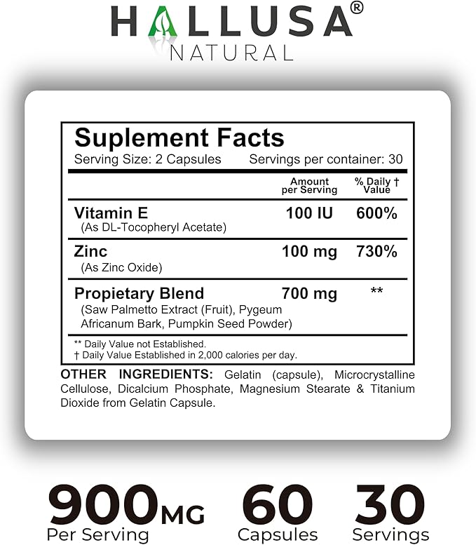 Hallusa Natural Próstata Inflamada - Prostatitis - Pastillas para la próstata - HALLPROST 60 CAPSULAS