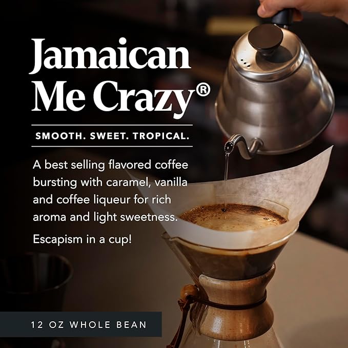 Carmel Valley Coffee Roasting Jamaican Me Crazy® – Medium Roast Whole Bean Caramel Vanilla &amp Coffee Liqueur Flavored 12 Ounce Bag
